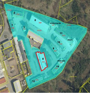Aukce č. 6_nemovitosti v areálu v Třebíči: Pozemek  St. 2403 s Budovou č. 8 (výrobní hala) - mapka_Budova 8.jpg