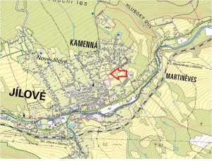 Čtyři na sebe navazující pozemky o výměře 865 m2 v obci Martiněves u Děčína k výstavbě rodinných domů - mapka2.jpg
