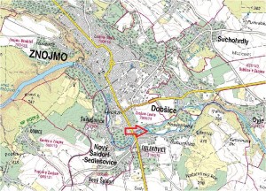 Malá zděná chatka s pozemky 788 m2  vei Znojmě - Oblekovicích - mapka3.JPG